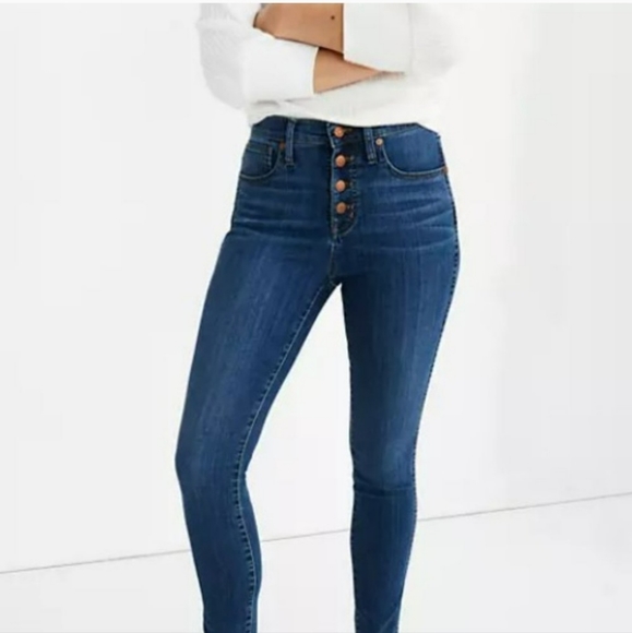 Madewell 10-inch High Waist Skinny Jeans: Button Front Edition In Cassia - Picture 2 of 16